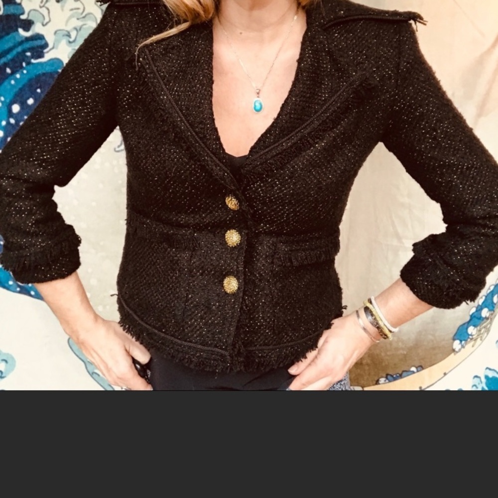 NY & Co. Black Tweed Blazer with Gold Flecks